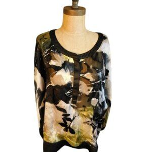 Chico's Size XL (3) Silk Blend Artsy Elegant Blouse Top